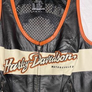 Harley Davidson motorcycle zip up leather vest
